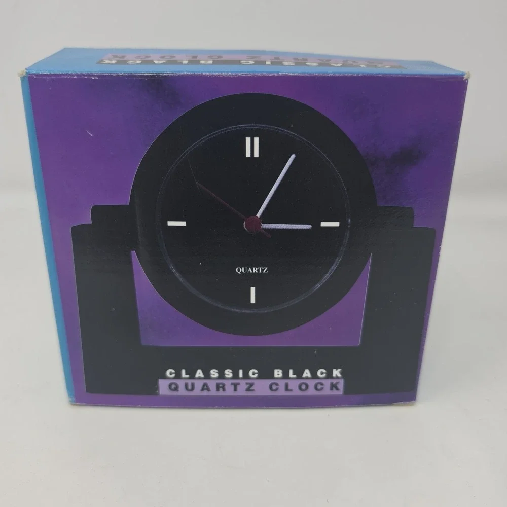 Classic Black Quartz Desk Top Clock 5x5 Inches - New Old Stock